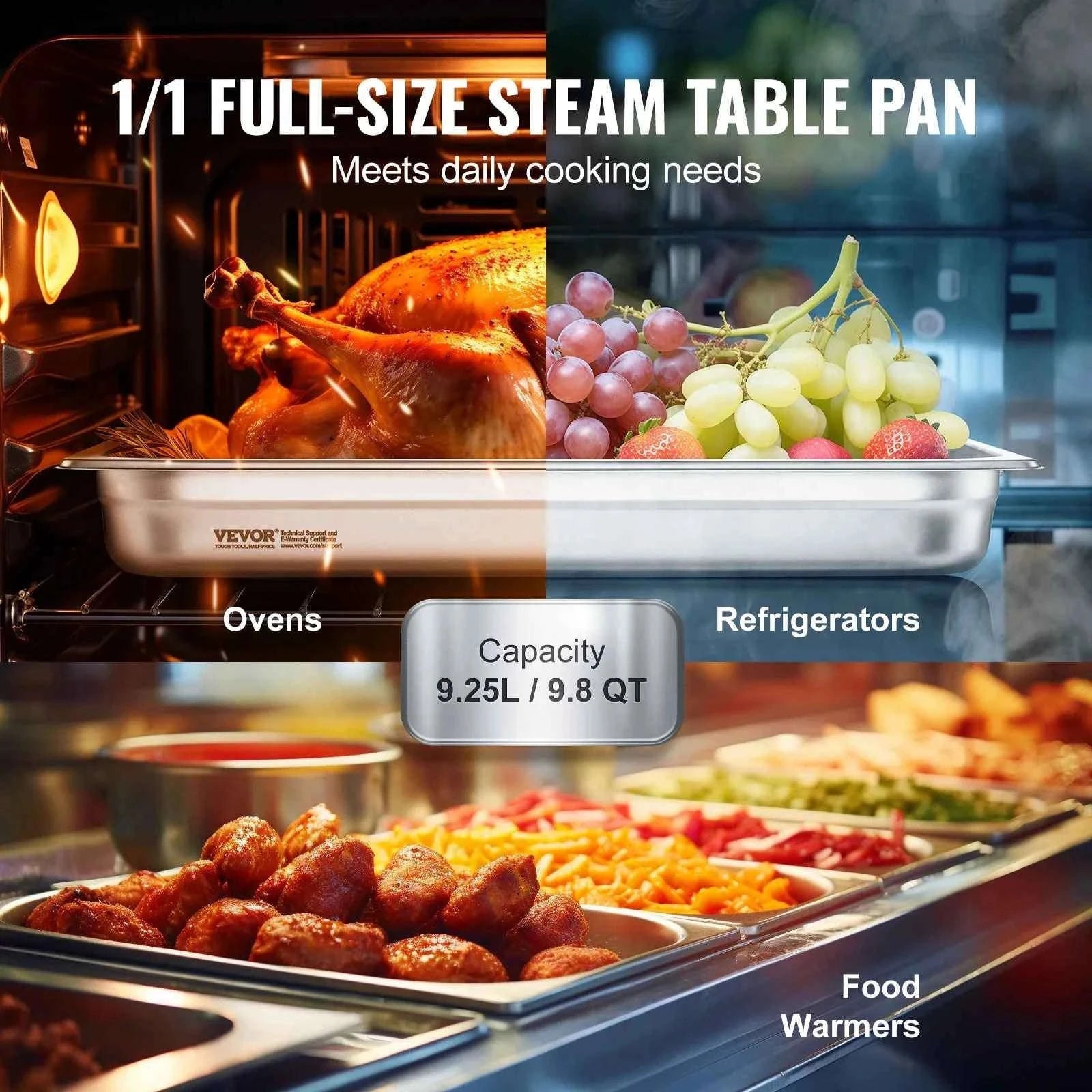 6 Pack Full Size Stainless Steel Steam Table Pans 2.5 in Deep-6pcs 4inches / Canada