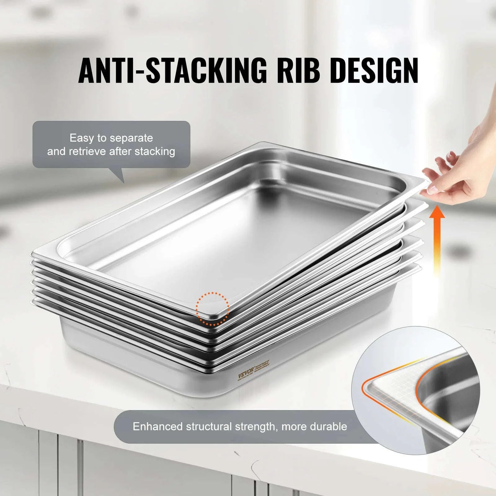 6 Pack Full Size Stainless Steel Steam Table Pans 2.5 in Deep-6pcs 4inches / Canada