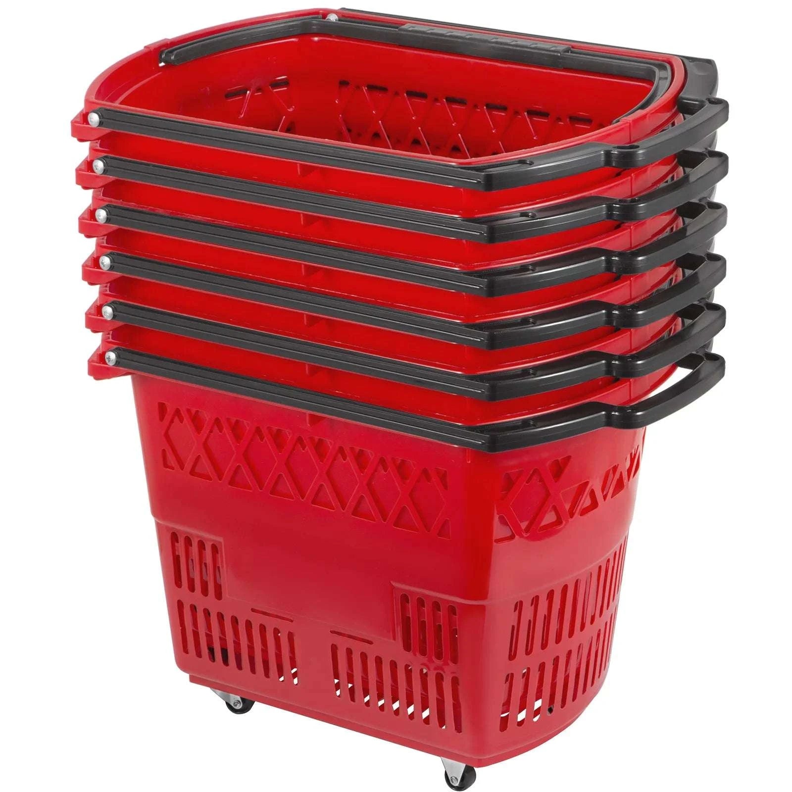 6-Pack Rolling Shopping Baskets with Wheels & Dual Handles-6pcs Blue / United States