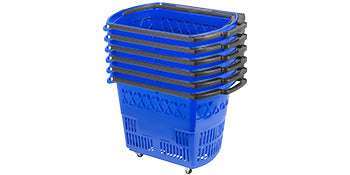 6-Pack Rolling Shopping Baskets with Wheels & Dual Handles-6pcs Blue / United States