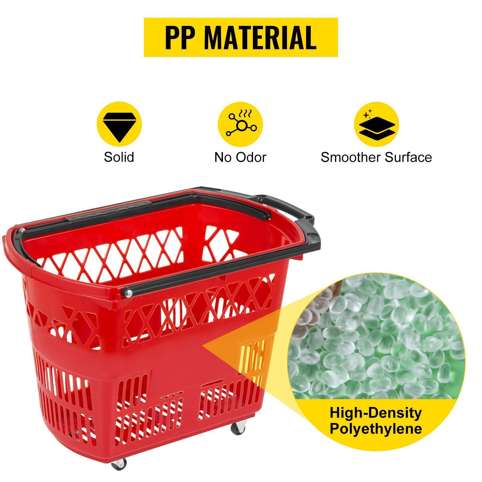 6-Pack Rolling Shopping Baskets with Wheels & Dual Handles-6pcs Blue / United States
