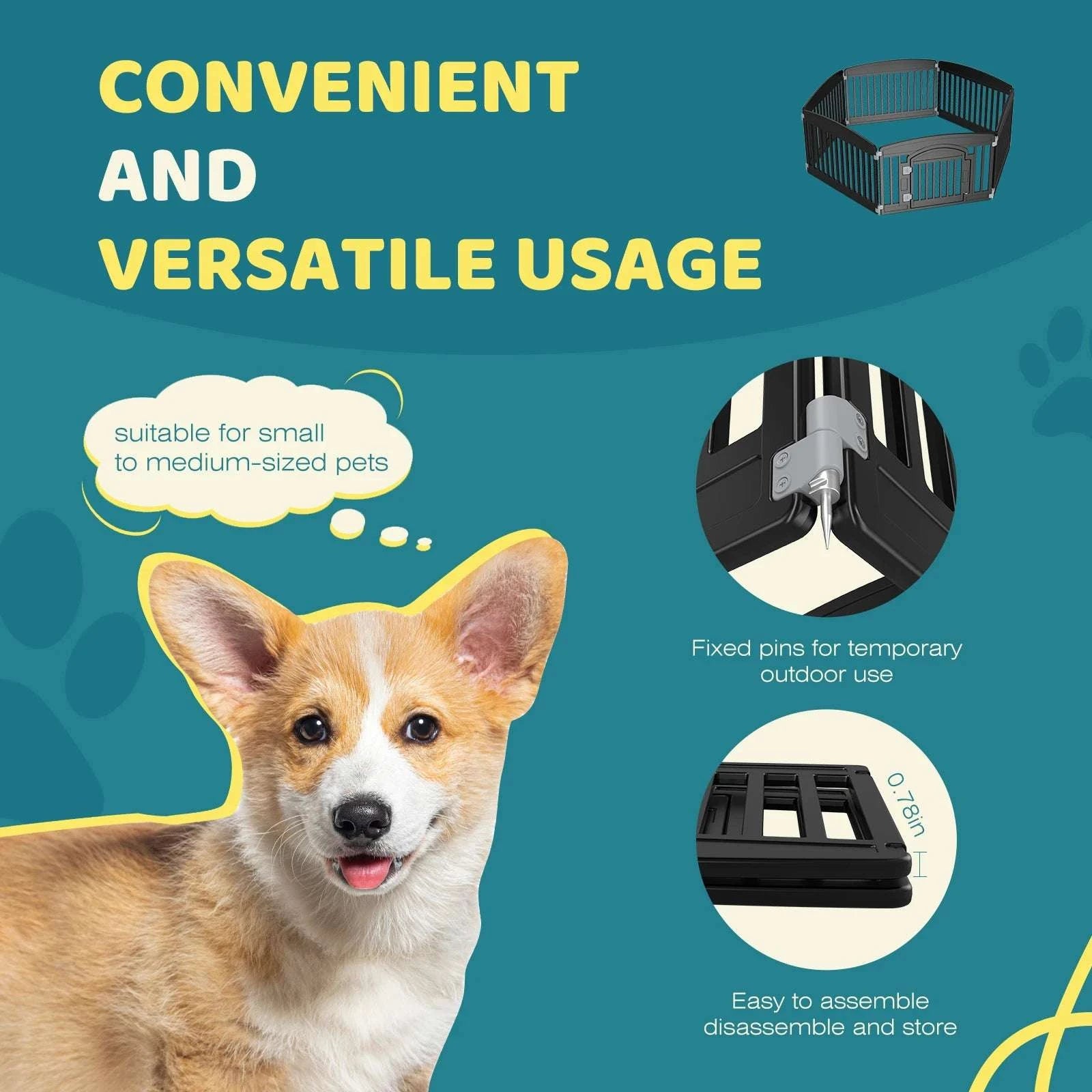6-Panel Plastic Dog Playpen 24in Foldable Indoor Outdoor Pet Fence-06 Panels White / United States
