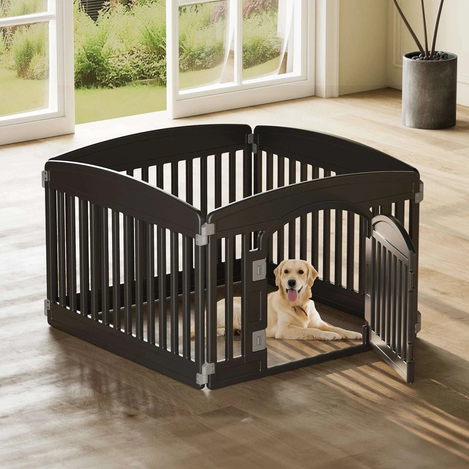 6-Panel Plastic Dog Playpen 24in Foldable Indoor Outdoor Pet Fence-06 Panels White / United States