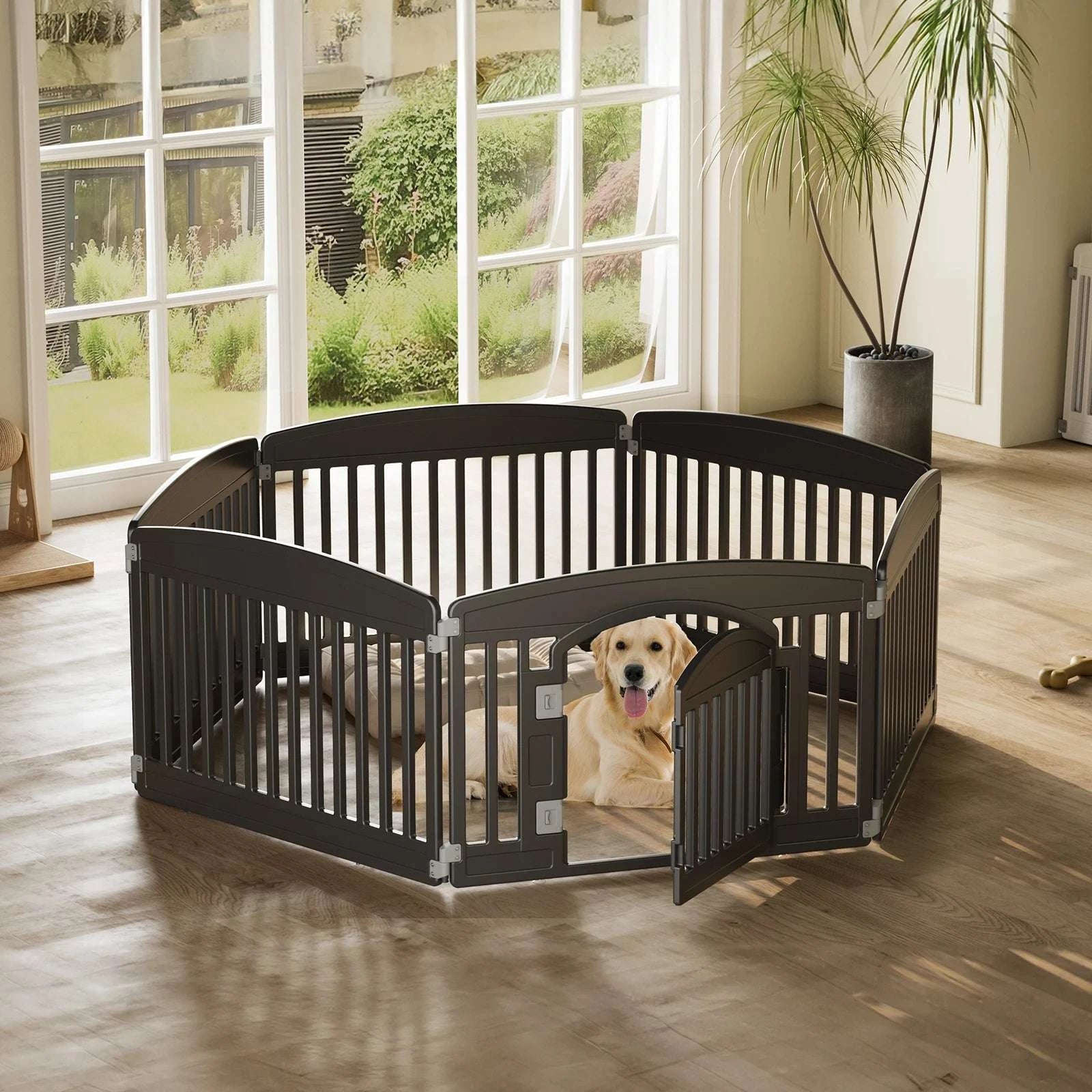 6-Panel Plastic Dog Playpen 24in Foldable Indoor Outdoor Pet Fence-06 Panels White / United States