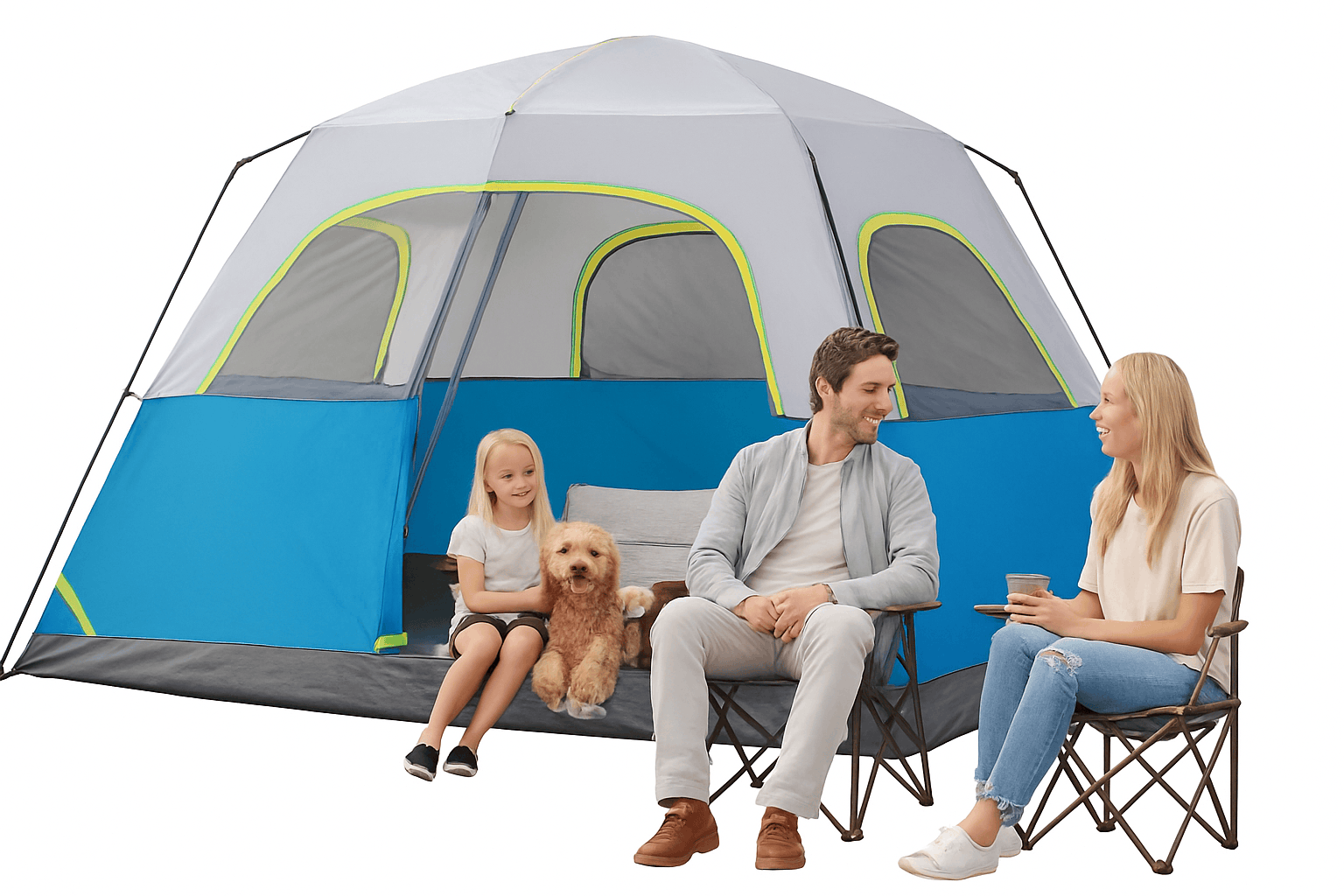 6 Person Camping Tent Waterproof Instant Setup Family Dome Shelter-Blue / United States