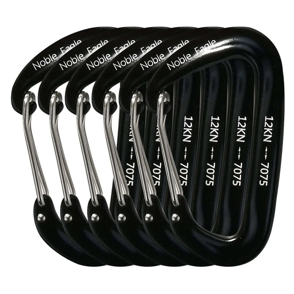 6-Piece 12kN Aluminum D-Ring Carabiner Set-Noble12KN 6PCS Mix / China Mainland
