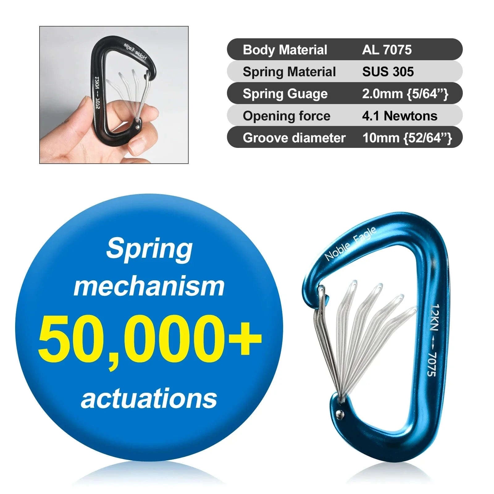 6-Piece 12kN Aluminum D-Ring Carabiner Set-Noble12KN 6PCS Mix / China Mainland