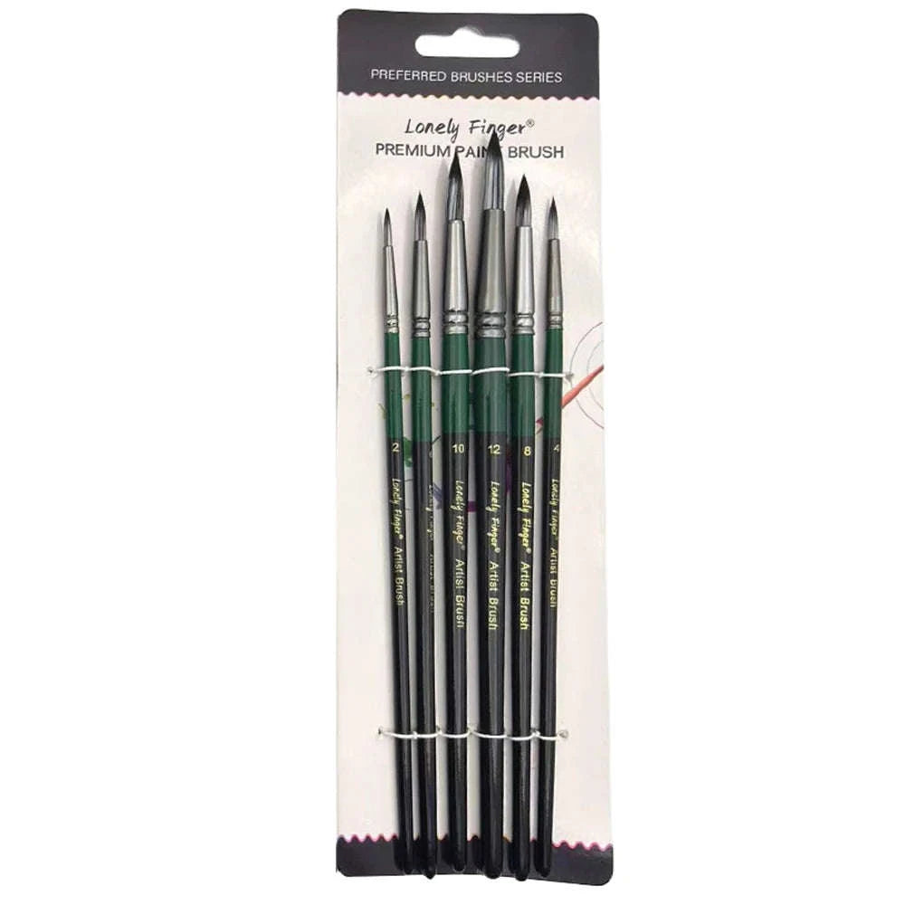 6-Piece Artist Paint Brushes Set-6pcsBlackFlat