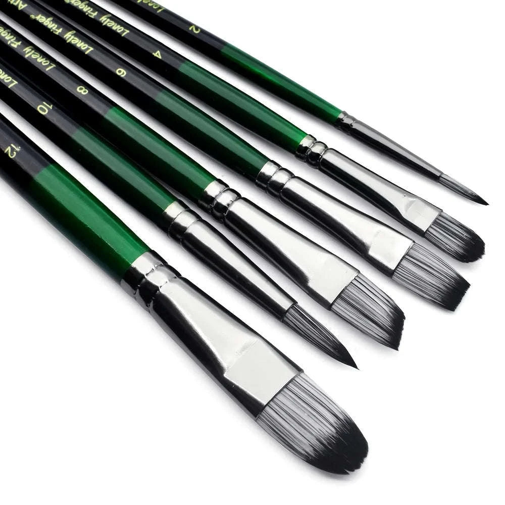 6-Piece Artist Paint Brushes Set-6pcsBlackFlat