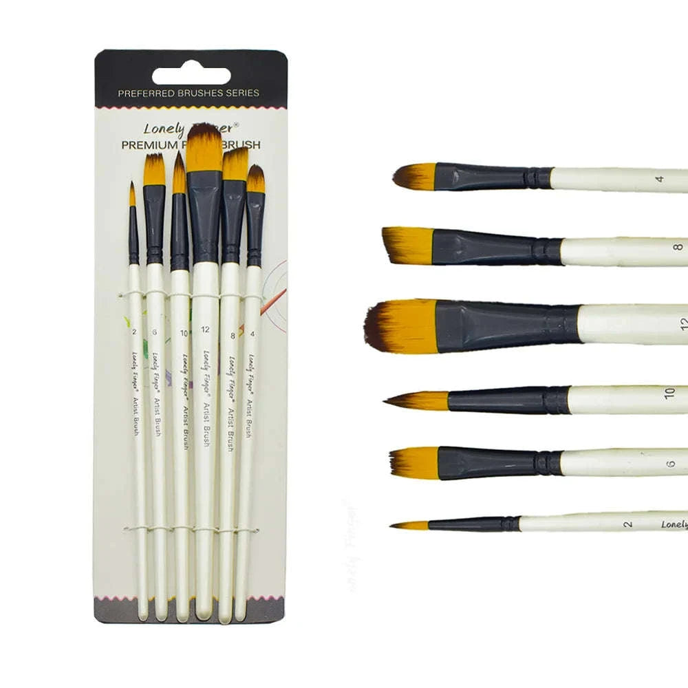 6-Piece Artist Paint Brushes Set-6pcsBlackFlat