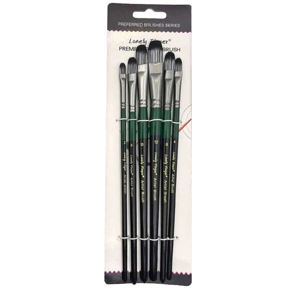 6-Piece Artist Paint Brushes Set-6pcsBlackFlat