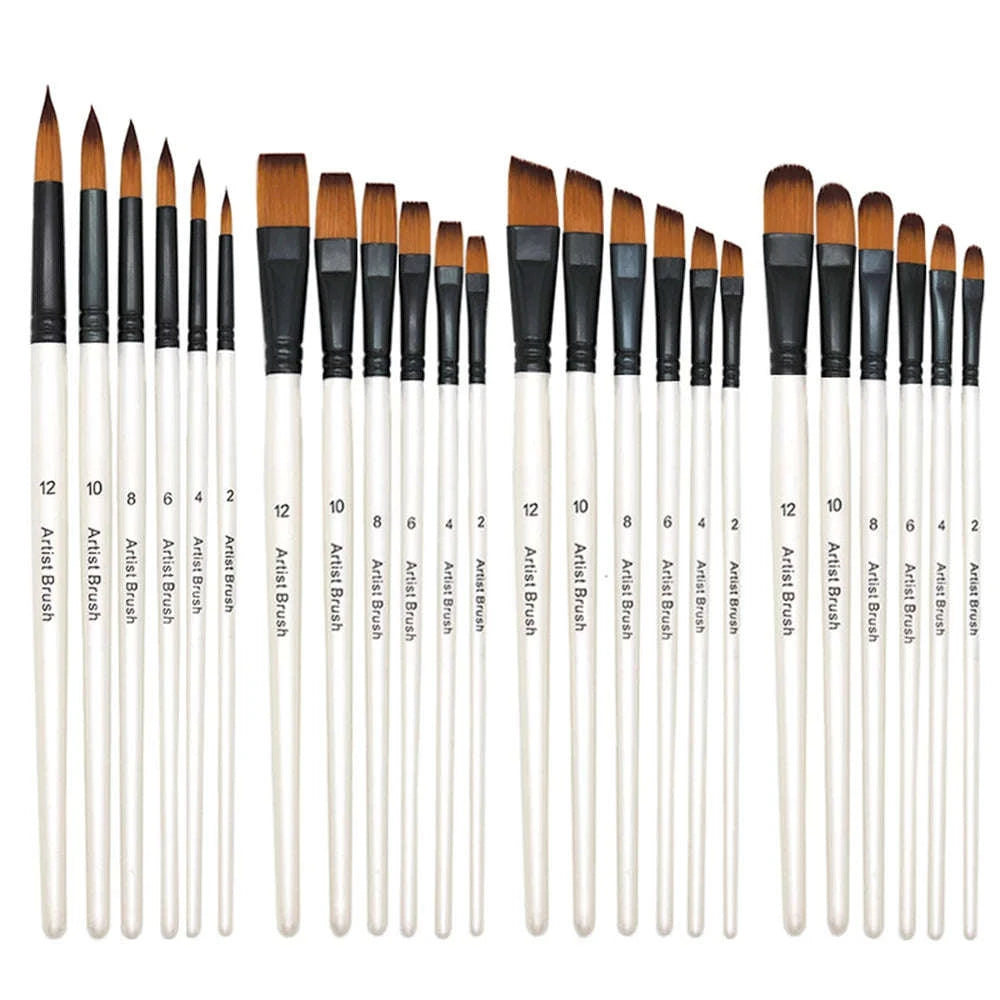 6-Piece Artist Paint Brushes Set-6pcsBlackFlat