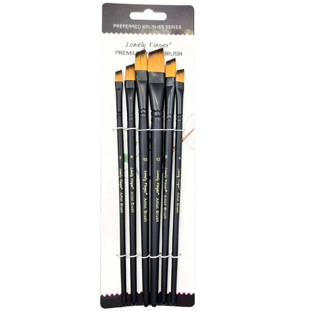 6-Piece Artist Paint Brushes Set-6pcsBlackFlat