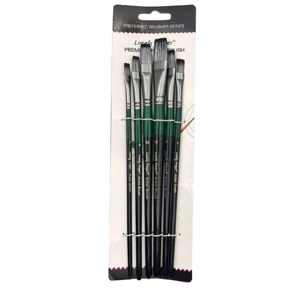 6-Piece Artist Paint Brushes Set-6pcsBlackFlat