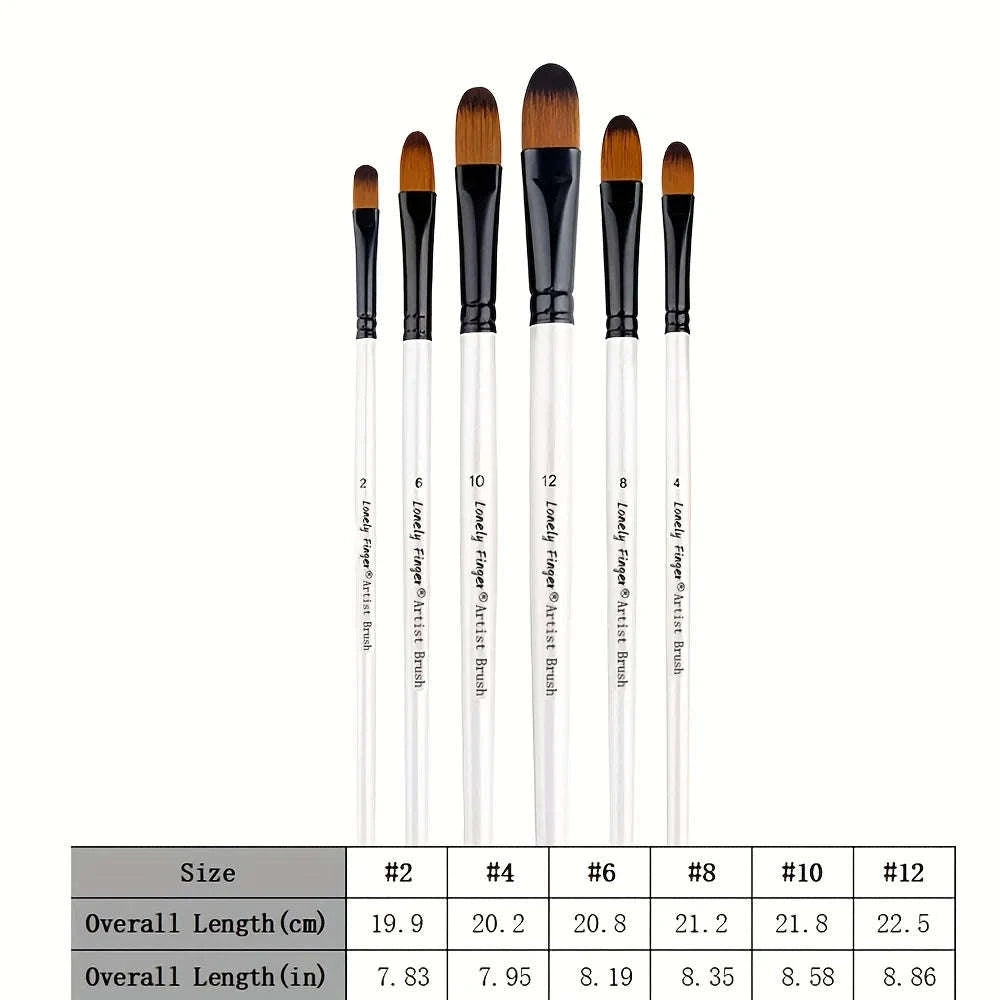 6-Piece Artist Paint Brushes Set-6pcsBlackFlat
