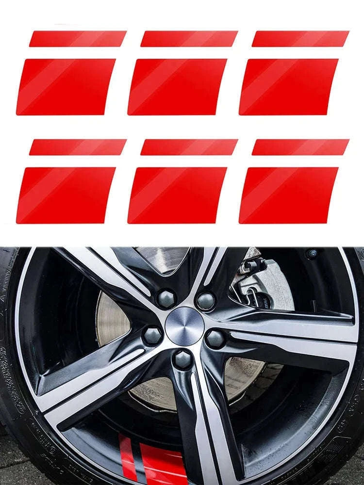6-Piece Car Wheel Hub Stickers for a Sharper Wheel Look-WHITE
