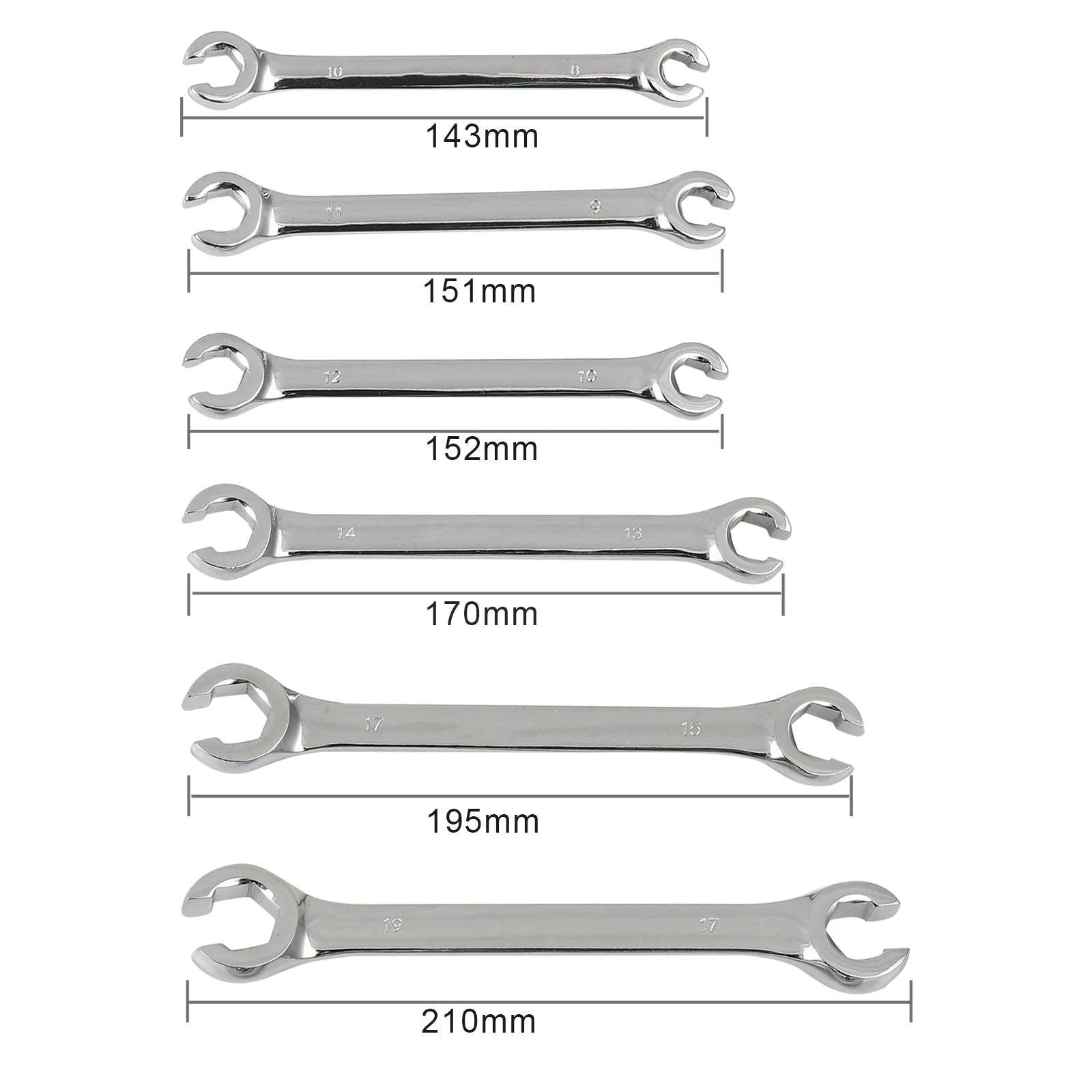 6-Piece Combination Flare Wrench Set for Brake and Fuel Lines-Silver / Russian Federation