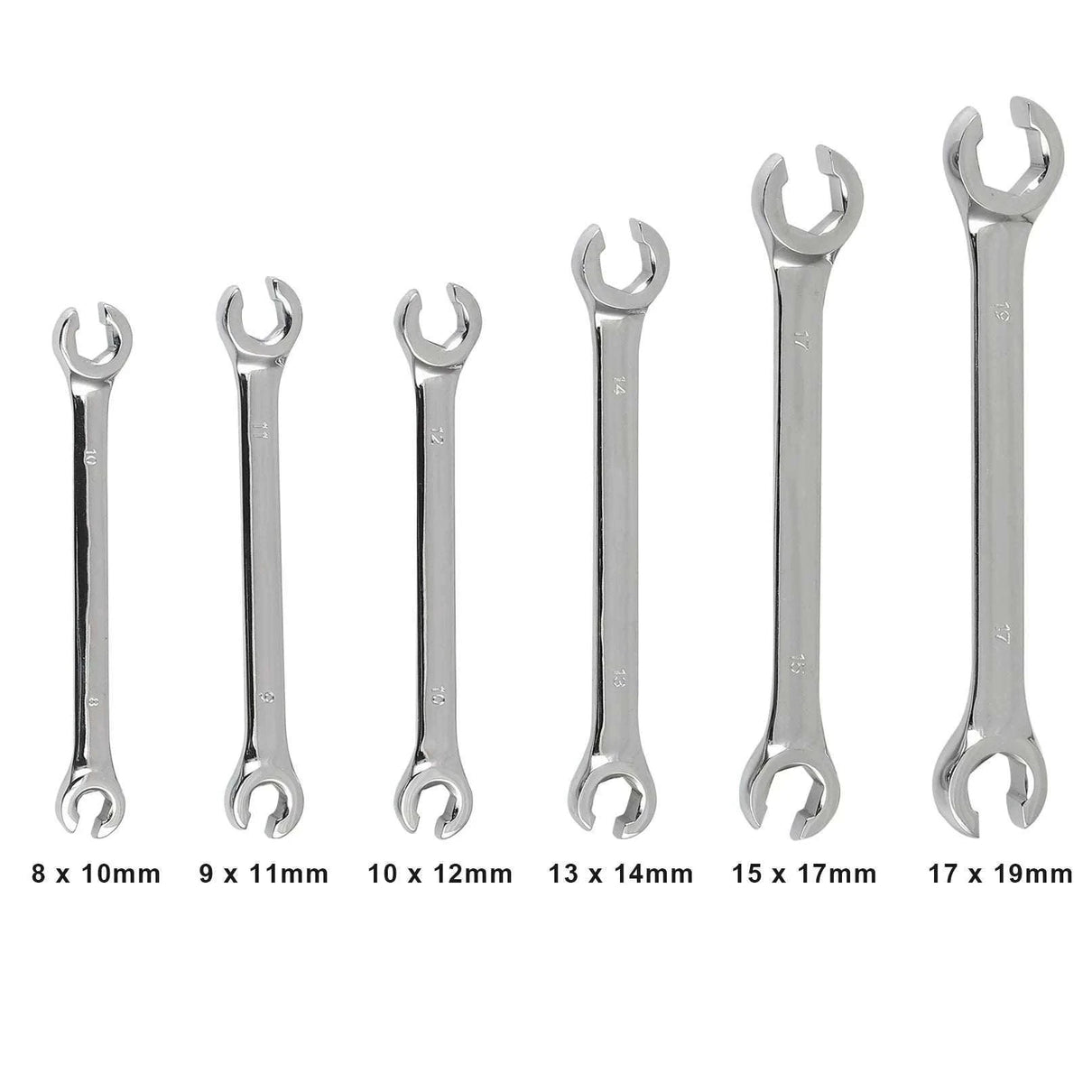 6-Piece Flare Wrench Set for Brake and Fuel Lines-Silver / Russian Federation
