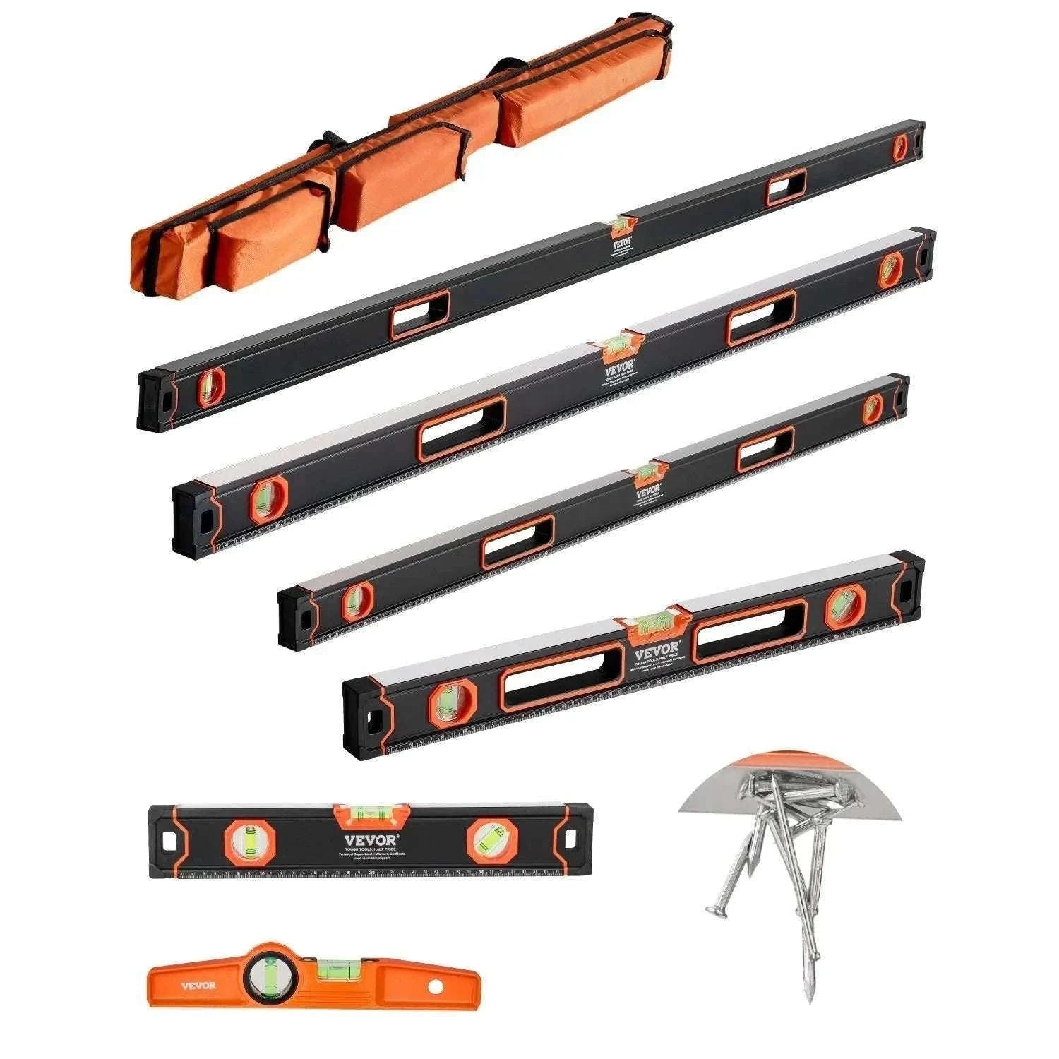 6-Piece Magnetic Torpedo Level Set with 3 Vials (10–78 Inch)-United States / 78 48 32 24 16 10