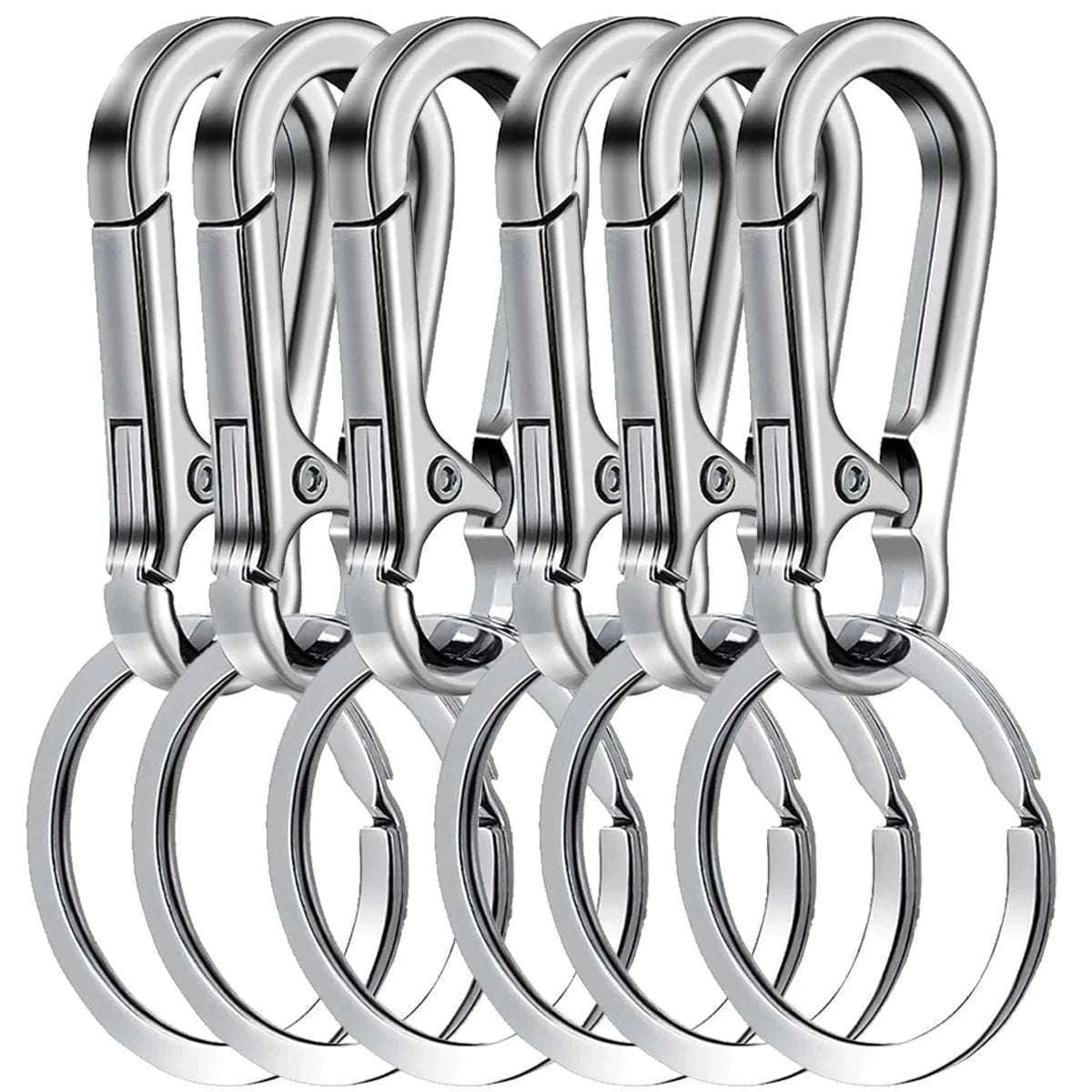 6-Piece Metal Carabiner Clip Keychain Set for Daily Carry-black