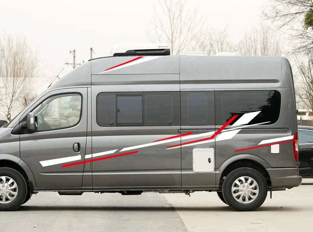 6 Piece Motorhome Stripe Vinyl Stickers for RV, Caravan & Camper Van-Black Gold