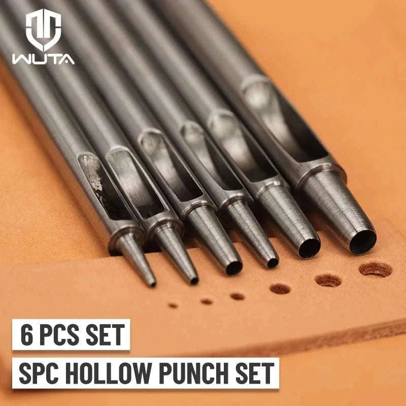 6-Piece Steel Hole Punch Set for Leather, Belts, Paper & Crafts-