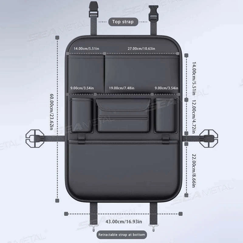 6-Pocket Car Seat Back Organizer with Tissue and Cup Holder-1 pc
