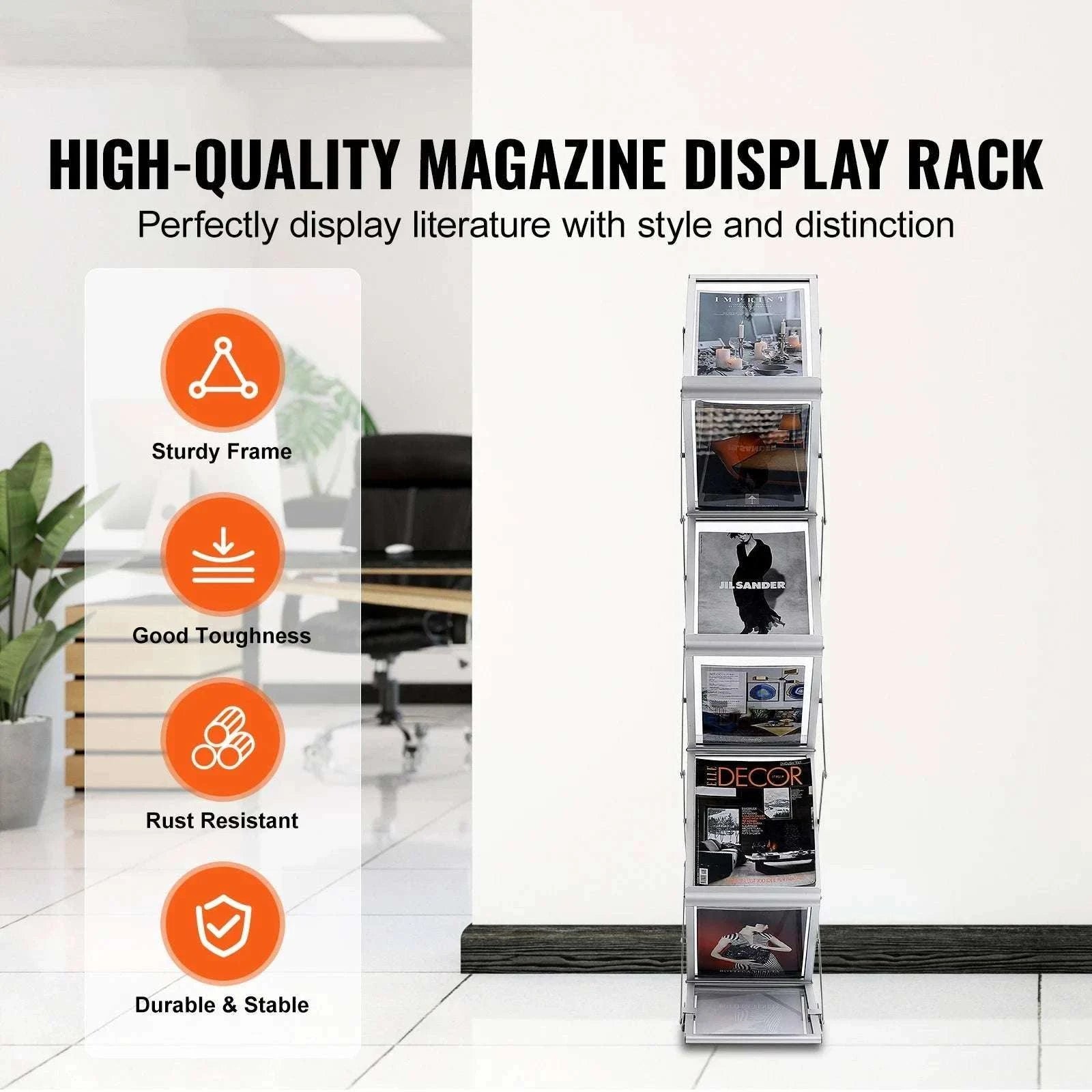 6 Pocket Foldable Literature Rack Stand with Carry Bag-GERMANY