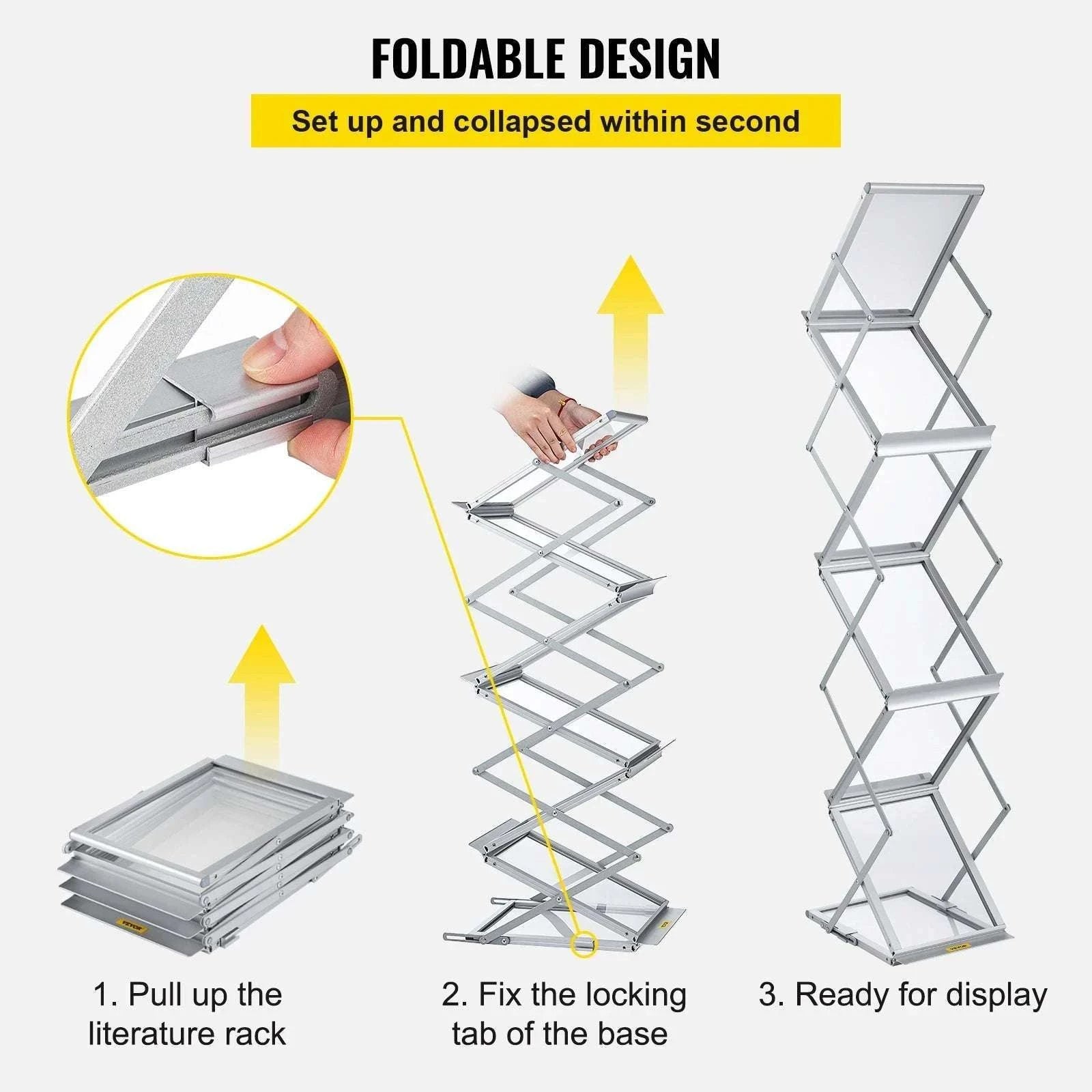 6 Pocket Foldable Literature Rack Stand with Carry Bag-GERMANY