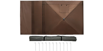 Tente de camping pop-up hexagonale avec moustiquaire et panneaux coupe-vent