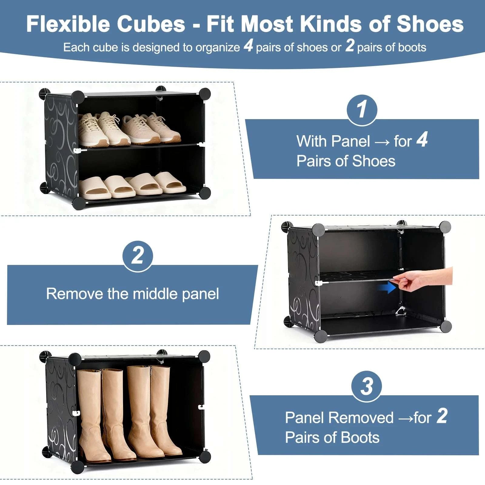 6-Tier Stackable Shoe Storage Cabinet with Doors for 32 Pairs-White / United States