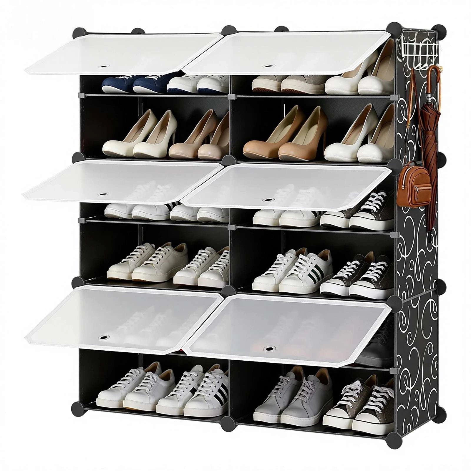 6-Tier Stackable Shoe Storage Cabinet with Doors for 32 Pairs-White / United States