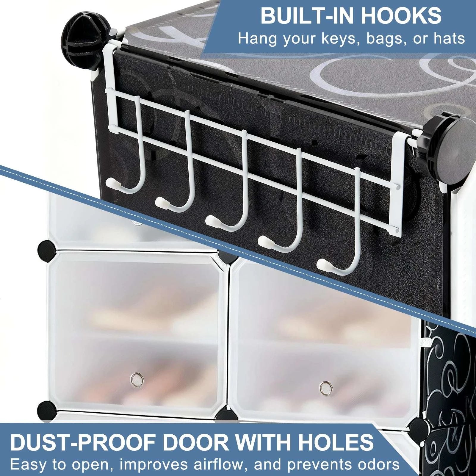 6-Tier Stackable Shoe Storage Cabinet with Doors for 32 Pairs-White / United States