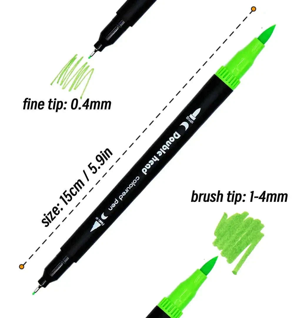 60-Color Double Head Markers Set for Drawing and Lettering-Black 60 CD Bag