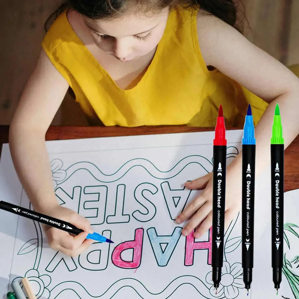 60‑Color Double Head Markers Set for Drawing and Lettering-Black 60 CD Bag