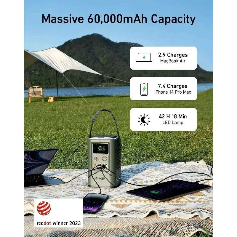 60000mAh Portable Power Bank 192Wh LiFePO4 with Digital Display-Green / China Mainland