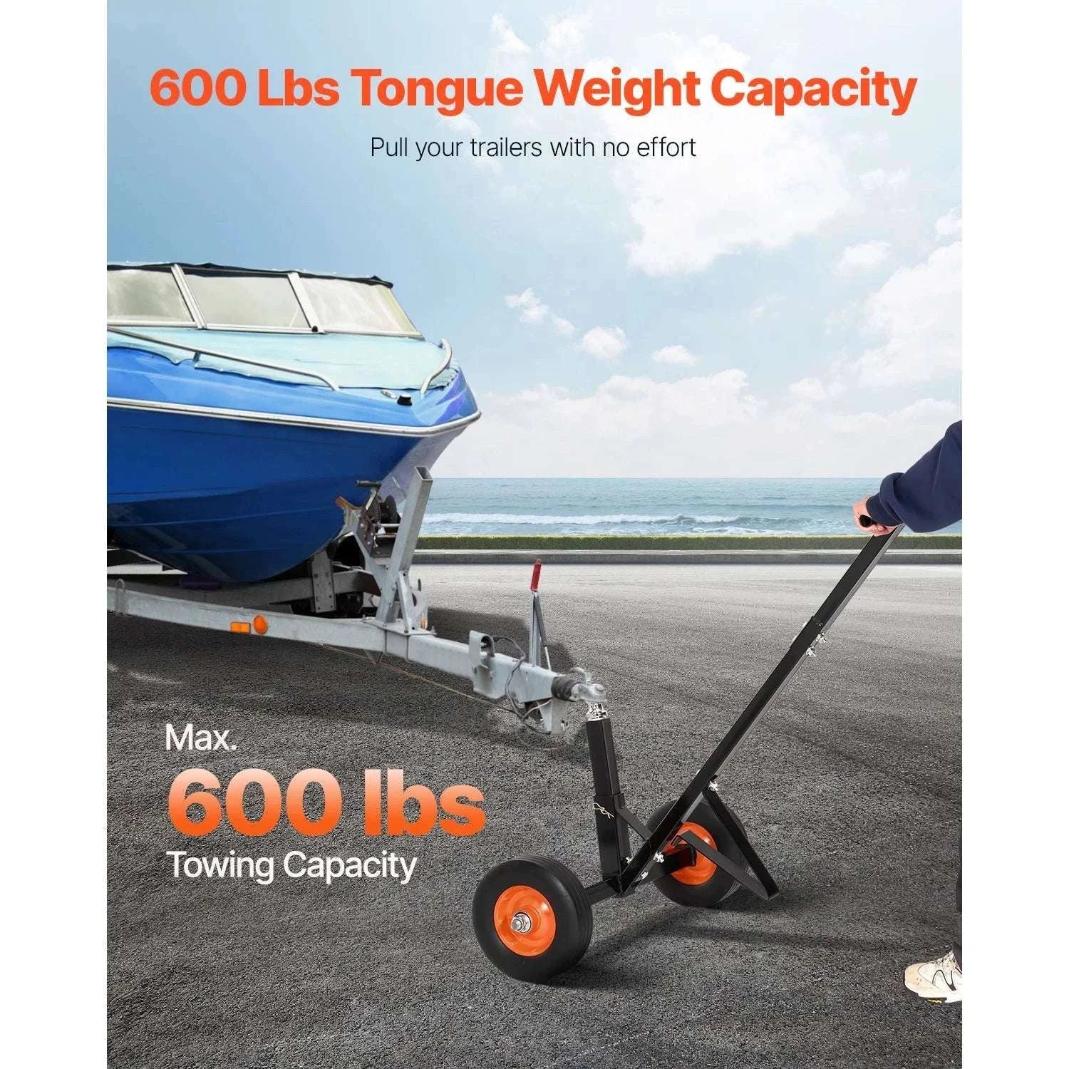 600lbs Trailer Dolly with Adjustable Height & Universal Hitch Ball-600 lbs / france