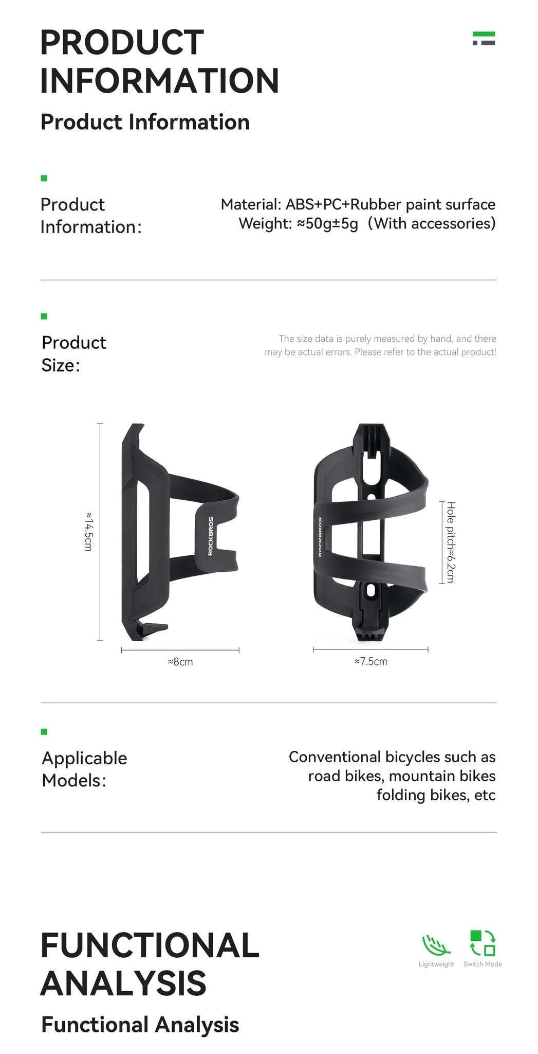 600ml Bicycle Water Bottle Cage Holder-BC36-A