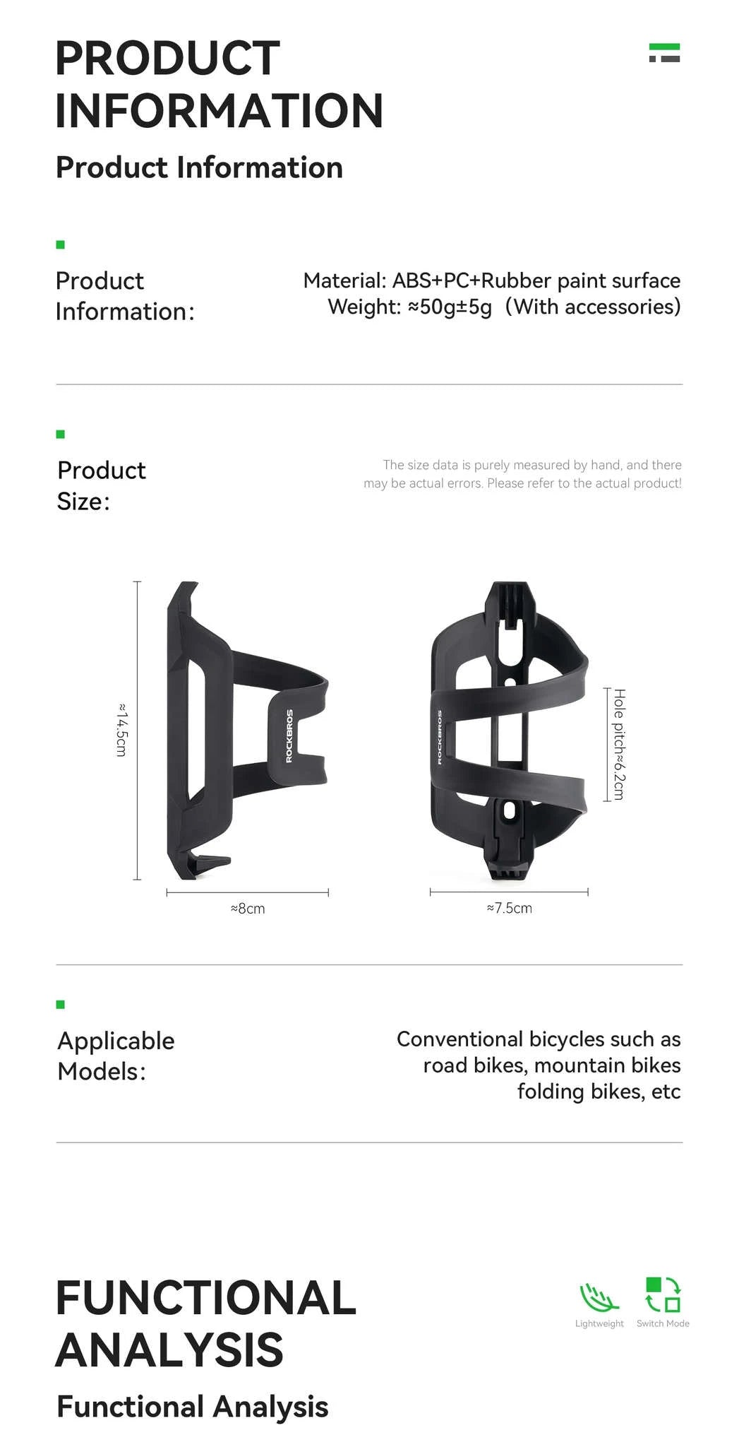 600ml Bicycle Water Bottle Cage Holder-BC36-A