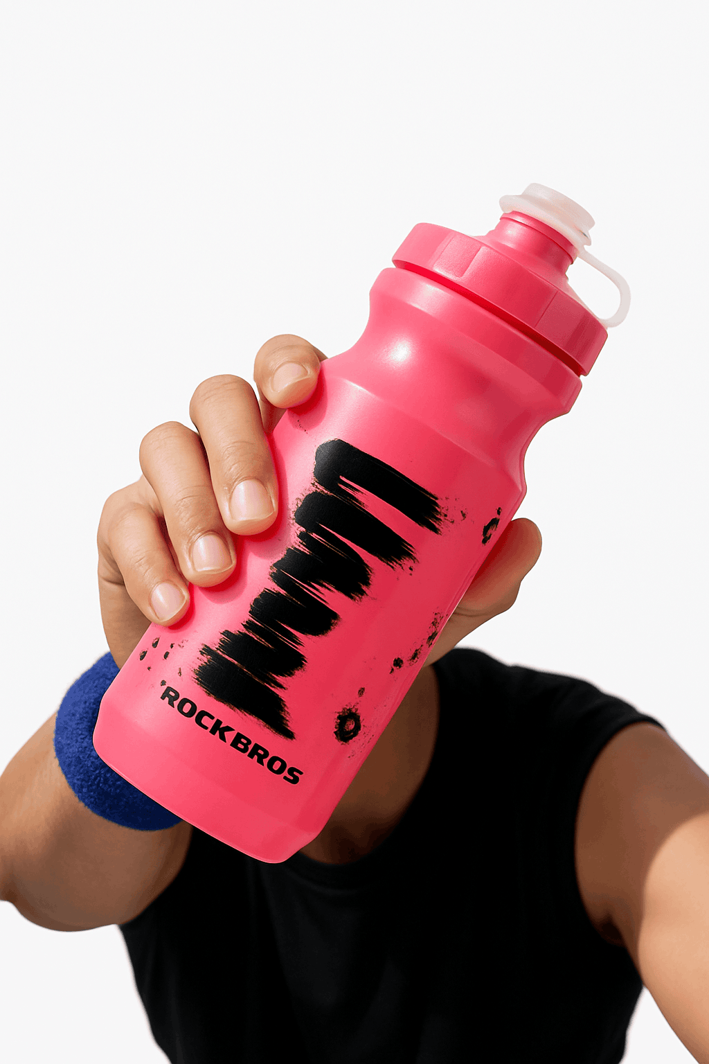 600ml Cycling Water Bottle with Dust Cover Leakproof Squeeze Design-White