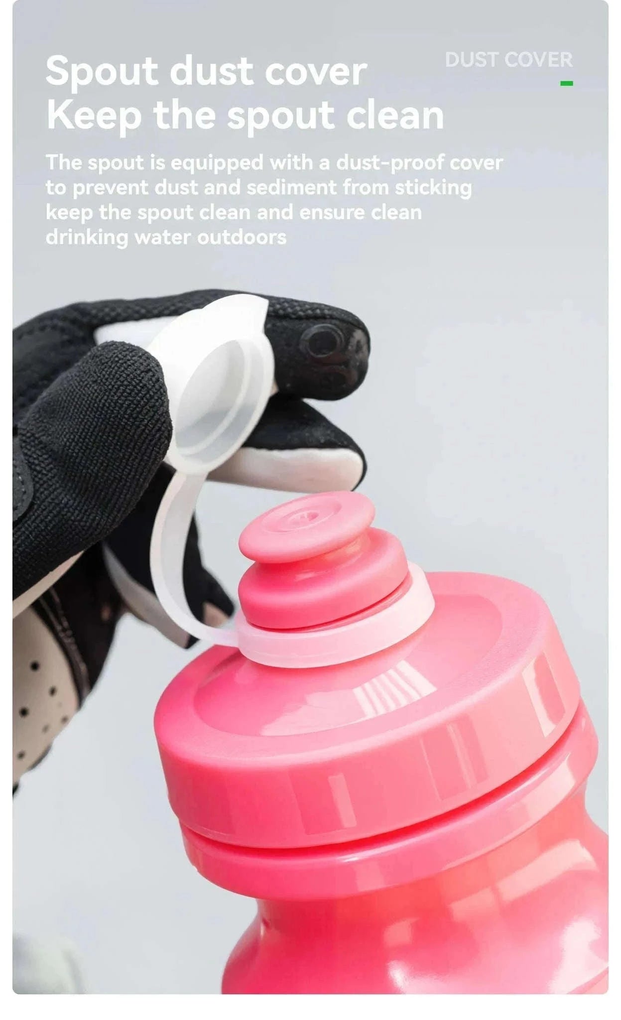 600ml Cycling Water Bottle with Dust Cover Leakproof Squeeze Design-White