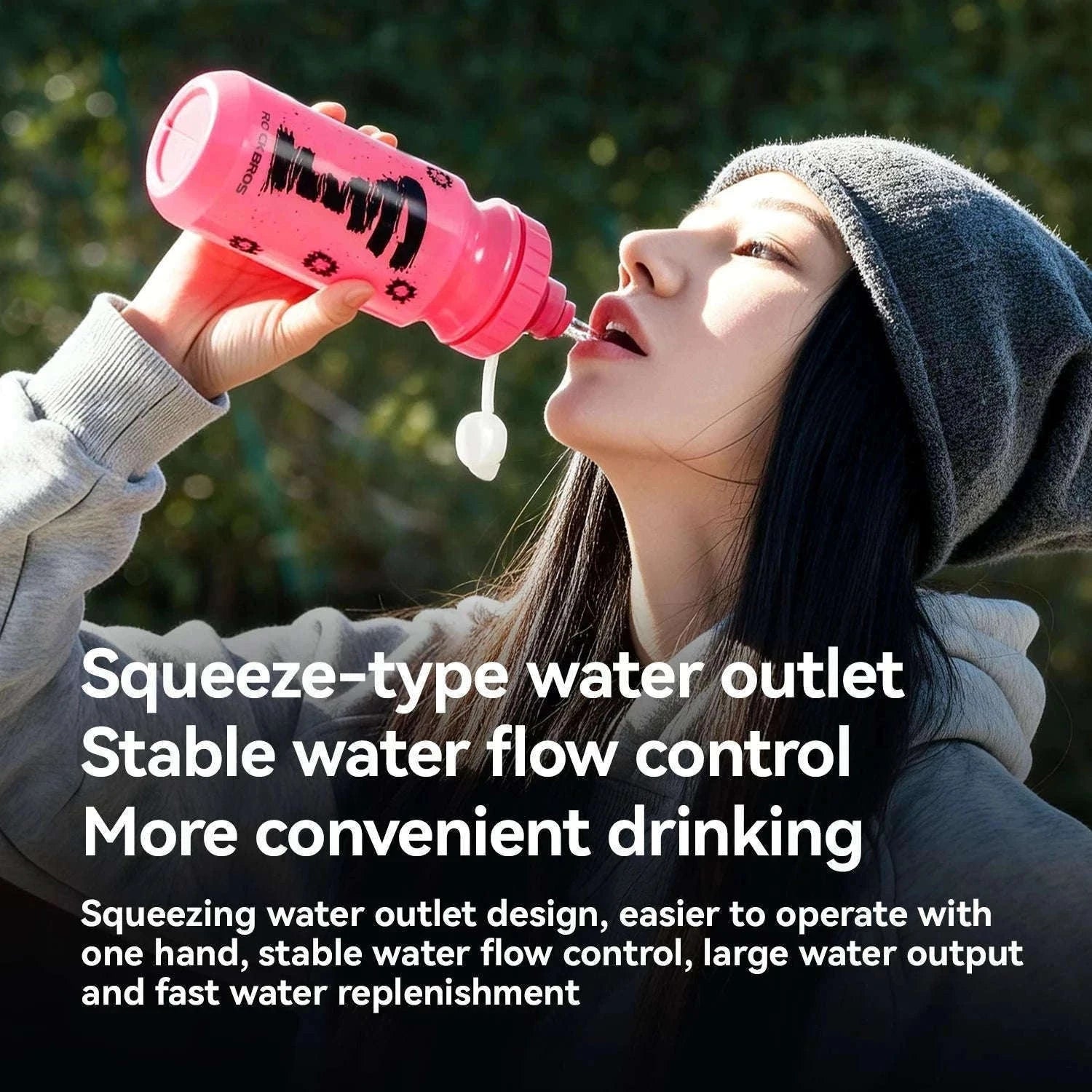 600ml Cycling Water Bottle with Dust Cover Leakproof Squeeze Design-White