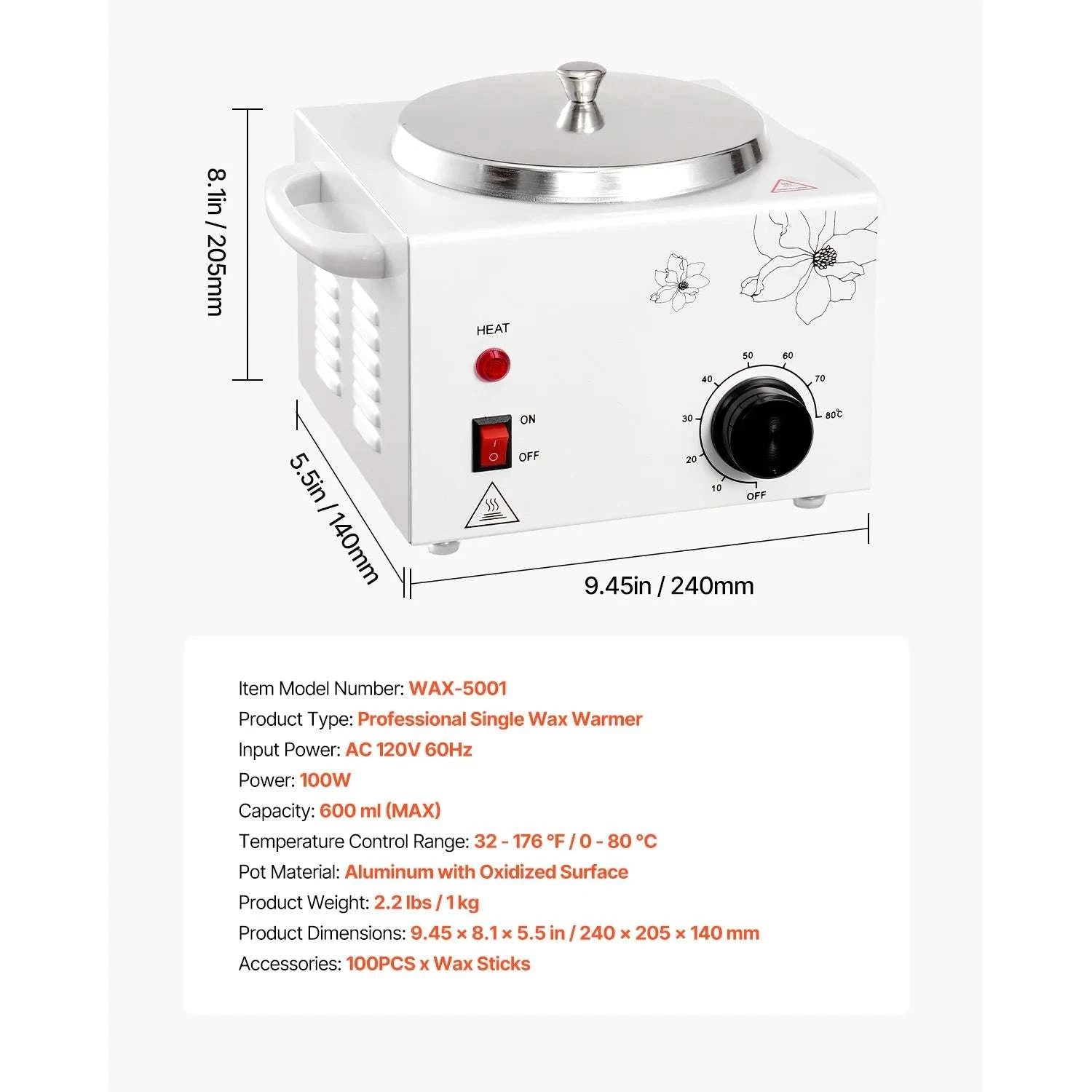 600ml Wax Warmer for Hair Removal with Adjustable Temperature Control-500-600ml / United States