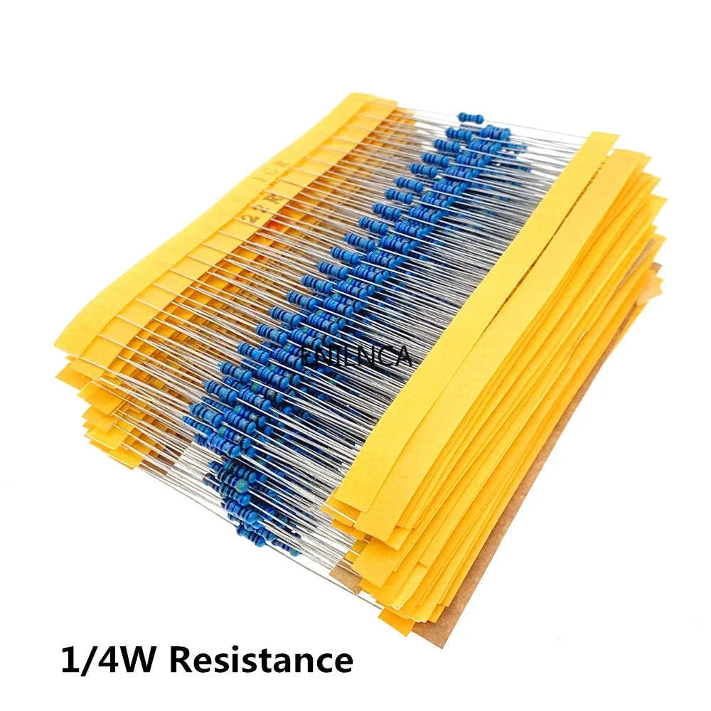 600pcs Metal Film Resistor Kit – 1/4W Assorted Values-300pcs set