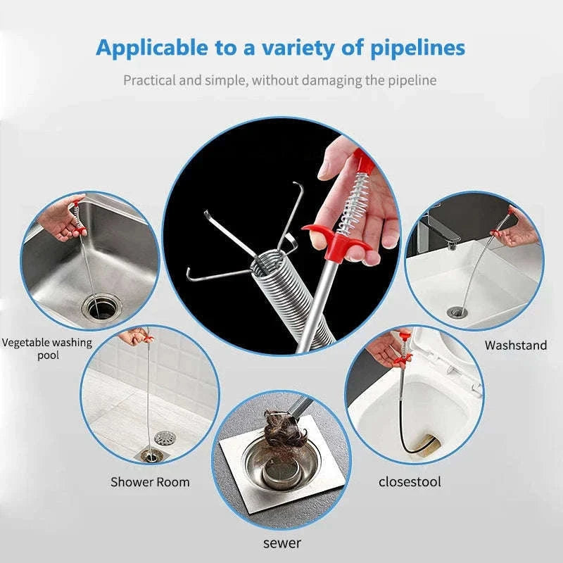 60cm Spring Pipe Dredging Tool for Clogs and Small Item Retrieval-Default Title