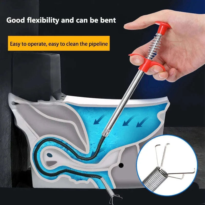 60cm Spring Pipe Dredging Tool for Clogs and Small Item Retrieval-Default Title