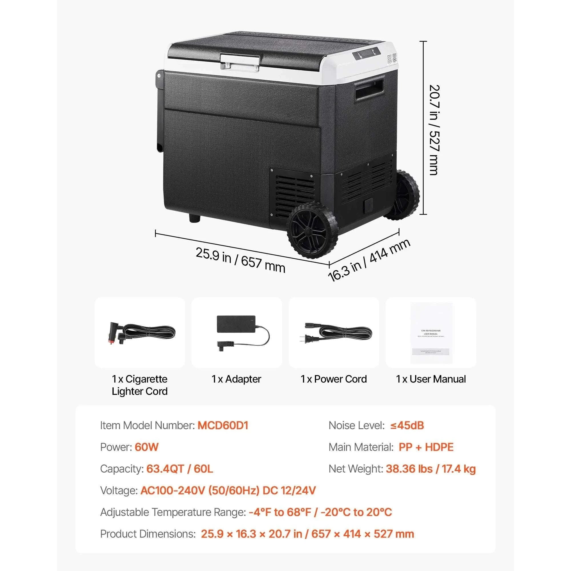 60L Portable Car Refrigerator Freezer with Wheels & Fast Cooling-60L / United States