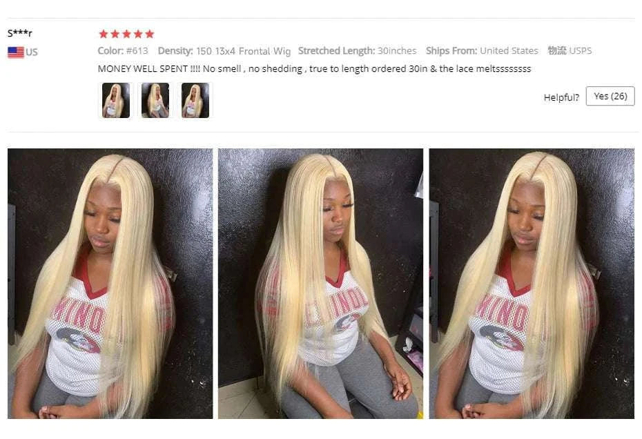 613 Honey Blonde Straight Lace Front Human Hair Wig (13x4, 13x6, 360 HD)-