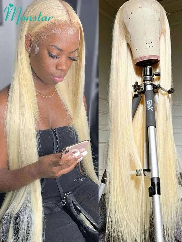 613 Honey Blonde Straight Lace Front Human Hair Wig (13x4, 13x6, 360 HD)-360 HD Frontal Wig / 42inches / 200 Density|United States
