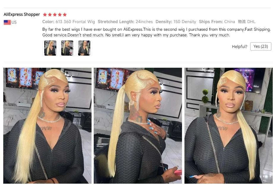 613 Honey Blonde Straight Lace Front Human Hair Wig (13x4, 13x6, 360 HD)-360 HD Frontal Wig / 42inches / 200 Density|United States